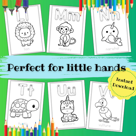 Animal Alphabet Coloring Book | Letter Tracing (PDF Download)