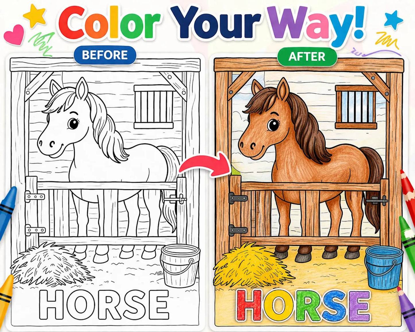 50+ Easy Coloring Pages for Kids Ages 3-6 (PDF Download)