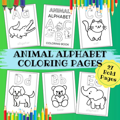 Animal Alphabet Coloring Book | Letter Tracing (PDF Download)