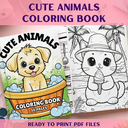 30 Animals Coloring Book for Kids - Printable PDF with Fun Animal Activity Pages
