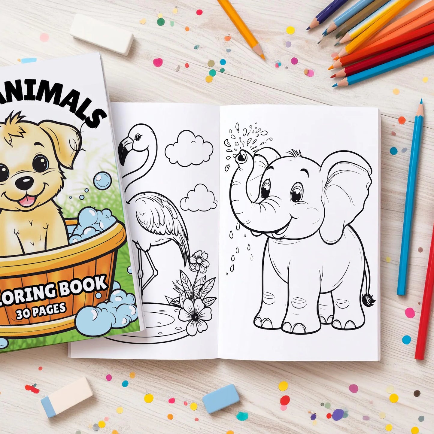 30 Animals Coloring Book for Kids - Printable PDF with Fun Animal Activity Pages
