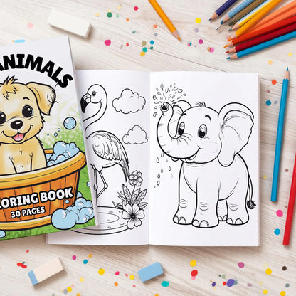 30 Animals Coloring Book for Kids - Printable PDF with Fun Animal Activity Pages