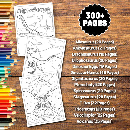 300+ Dinosaur Coloring Pages | Printable Kids Activity Book (PDF)