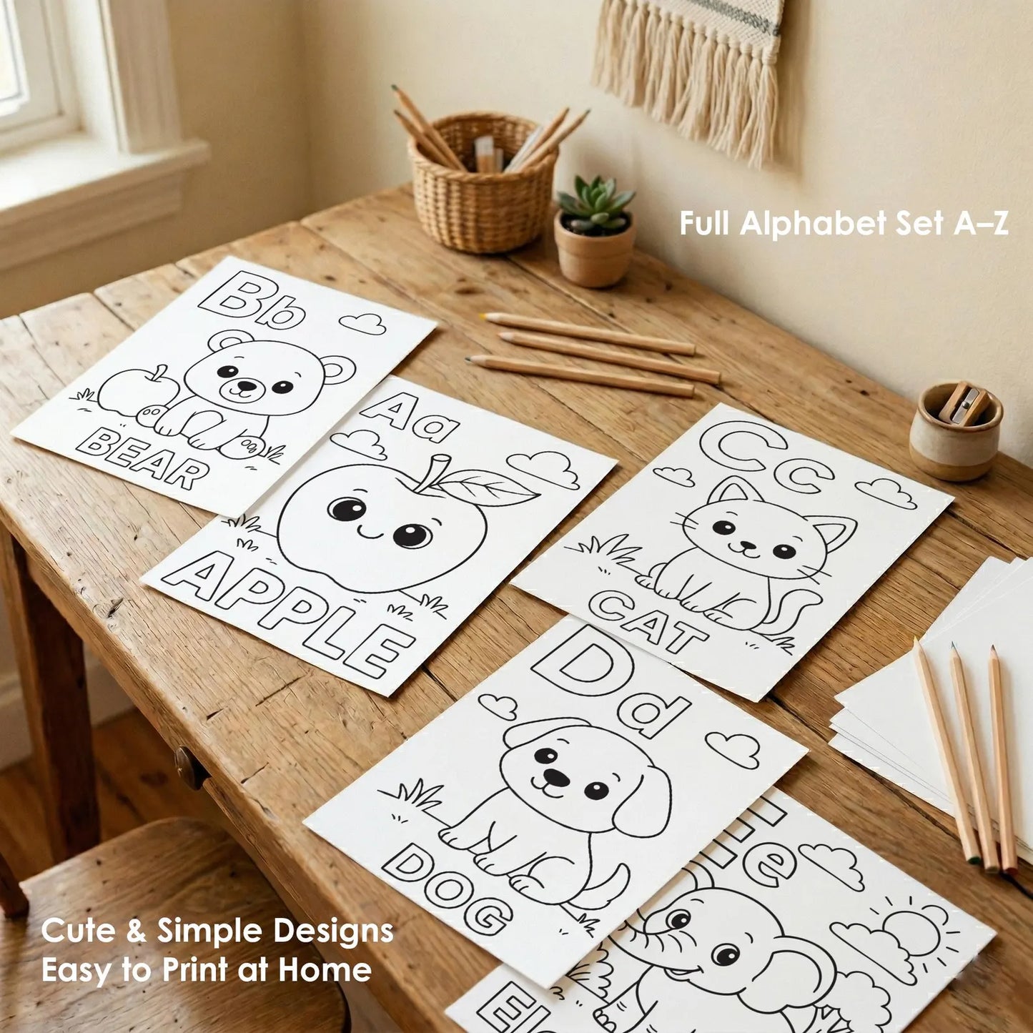 Alphabet Coloring Pages for Kids - 26 Printable ABC Letters with Easy Pictures PDF