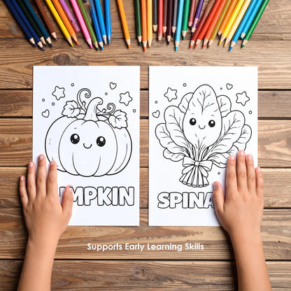 Vegetables Coloring Pages for Kids, Healthy Food Theme Printable, Preschool Learning Activity,